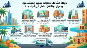 شركة نقل اثاث في احياء جده - انفوجرافيك خطوات تجهيز العفش قبل وصول دينا النقل